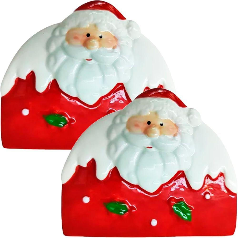 Kit 3 Porta Guardanapo Decorativo Papai Noel Natal Cerâmica