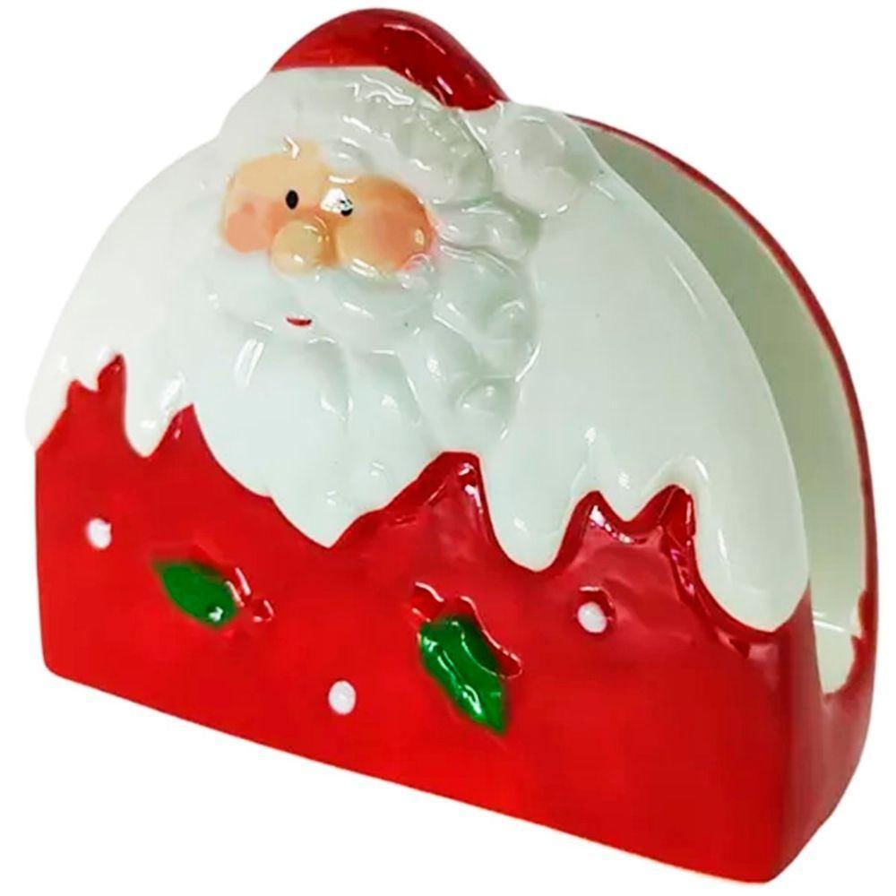 Kit 3 Porta Guardanapo Decorativo Papai Noel Natal Cerâmica