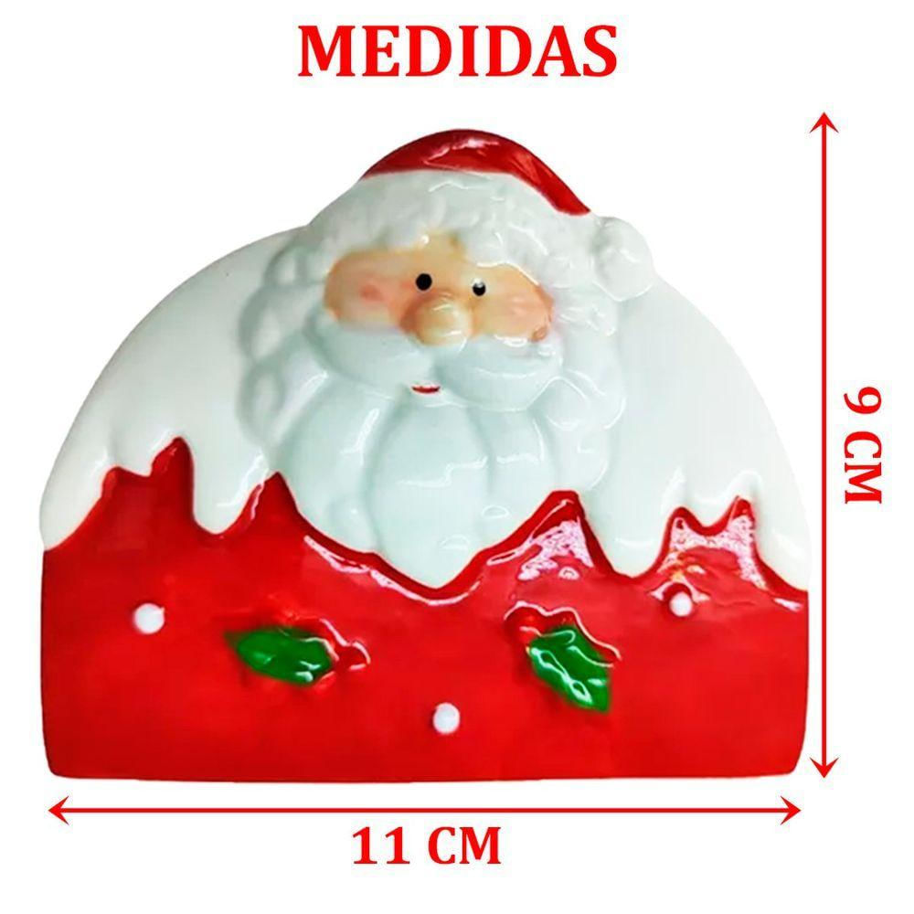 Kit 3 Porta Guardanapo Decorativo Papai Noel Natal Cerâmica