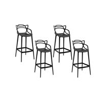 Kit 4 X Banquetas Médias Masters Allegra 66 Cm Preto