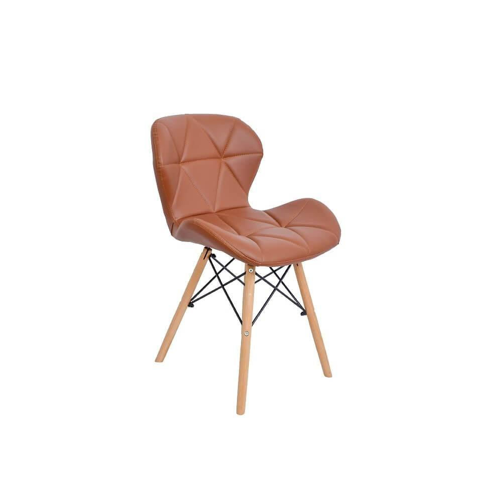 Cadeira Charles Eames Eiffel Slim Wood Estofada Marrom