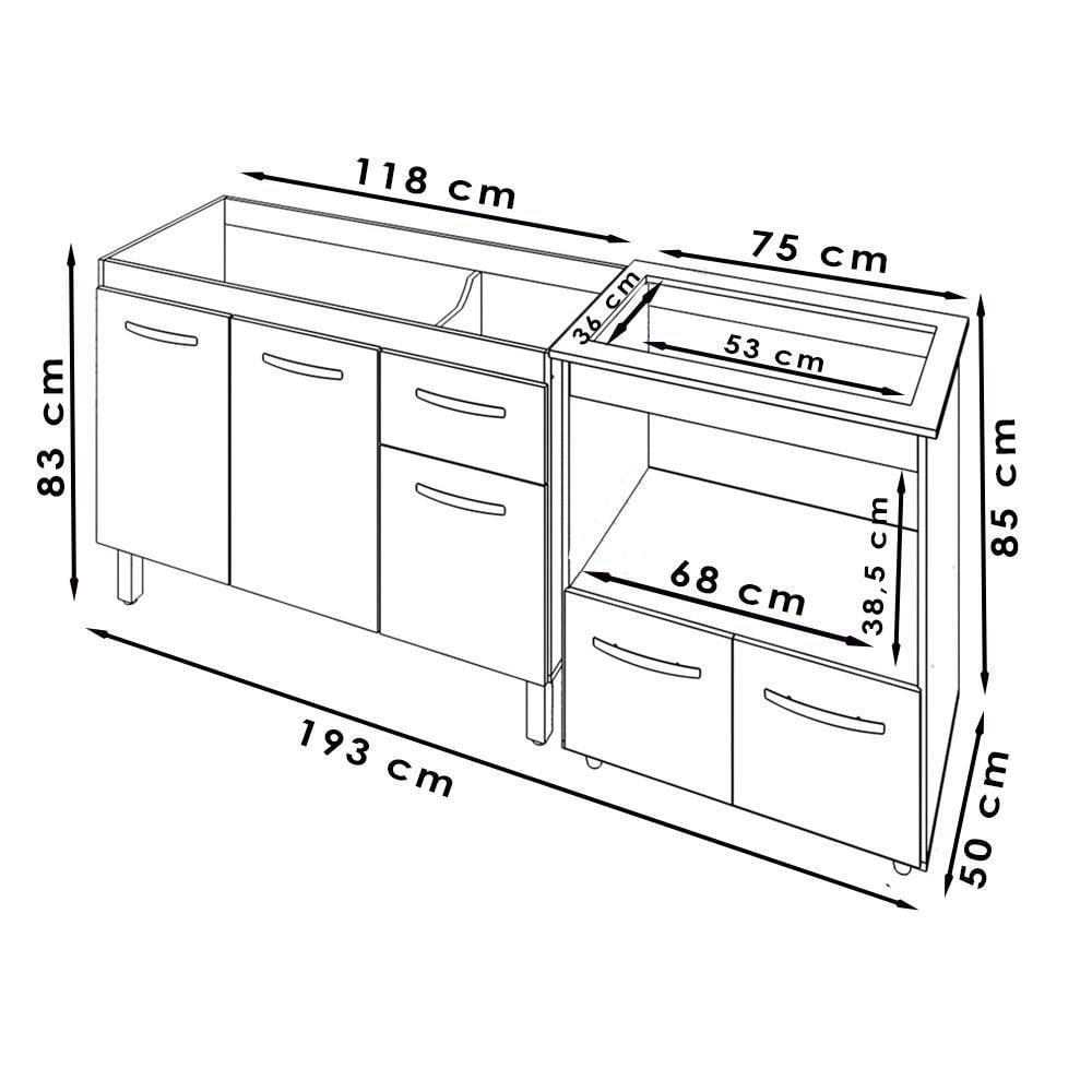Balcao Cooktop 4 Bocas E Pia 120cm Savana Preto Mobbs Savana Preto
