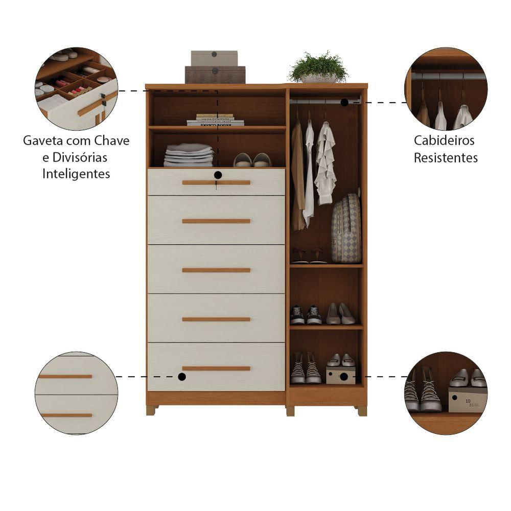 Cômoda Com Sapateira E Cabideiro Multiuso 5 Gavetas 1 Porta