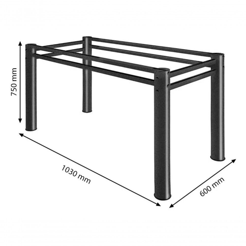 Base Retangular Para Mesa Jantar Preto 1.20mt Refcv01