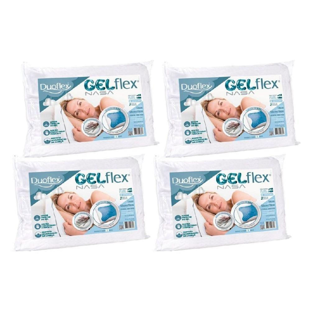 Travesseiro Viscoelástico Gel Nasa Gn1101 C/ Capa Percal 200 Fios Kit C/ 4 Un (50x70) - Duo