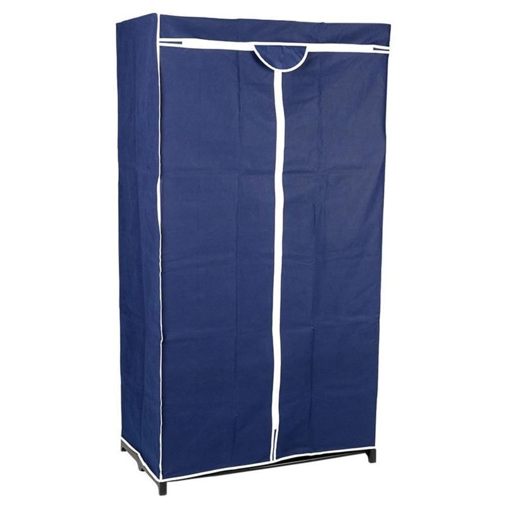 Guarda Roupa Portatil Aramario Ziper Organizador Cabideiro Arara Prateleira Sapateira Praia Azul