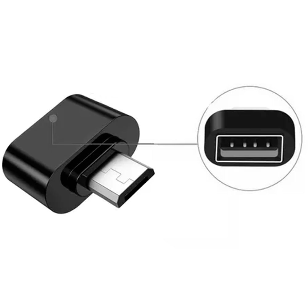 Adaptador OTG para micro USB V8 YHL-888 preto