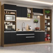 Armário De Cozinha 330cm Rustic/Preto