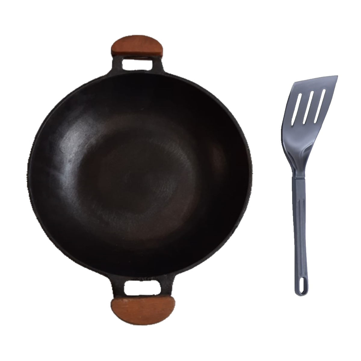 Paella Alumínio Antiaderente Alça Madeira Meia Lua 34cm