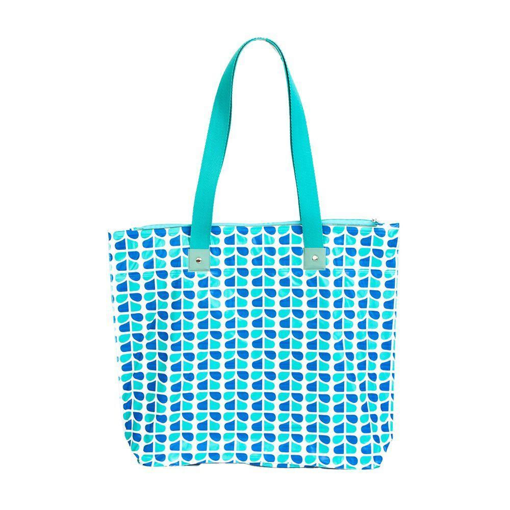 Sacola Bolsa De Praia Impermeável Com Zíper E Bolso Interno Azul