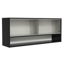 Armário Aéreo 120cm 2 Portas Correr Vidro Pontilhado 1 Nicho Preto Reims Madesa Preto