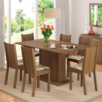 Sala de Jantar Megan- Mesa Tampo de Madeira 6 Cadeiras Madesa