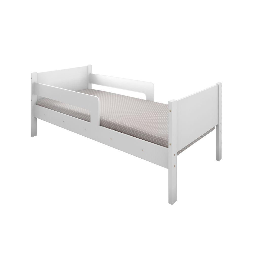 Cama Solteiro Com 2 Baus Organizador E Escada Luna Plus Branco Com Colchão - Branco