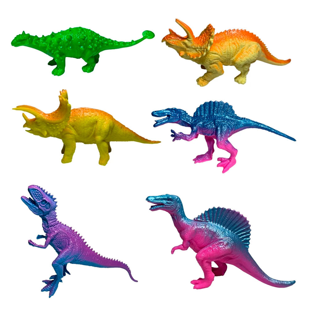 Kit 6 dinossauros de brinquedo + acessórios MZ-68 Dinosaur