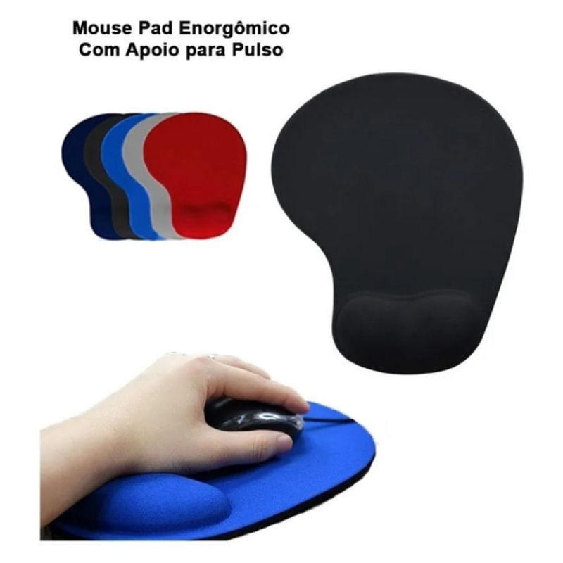 Mouse Pad Ergonômico Apoio Suporte Pulso Gel 21x24cm D10