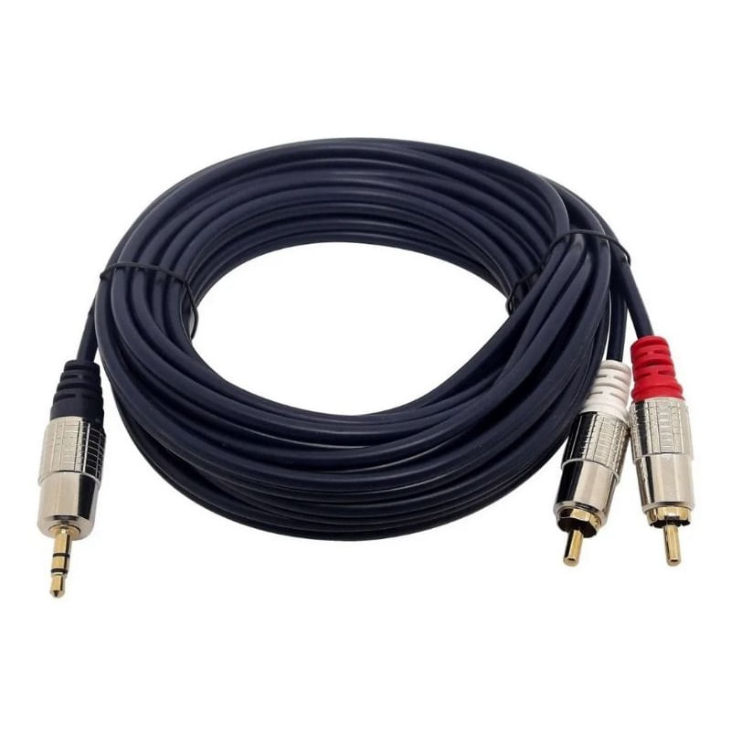 Cabo P2 Estéreo X 2 Rca 3 Metros Blindado Top