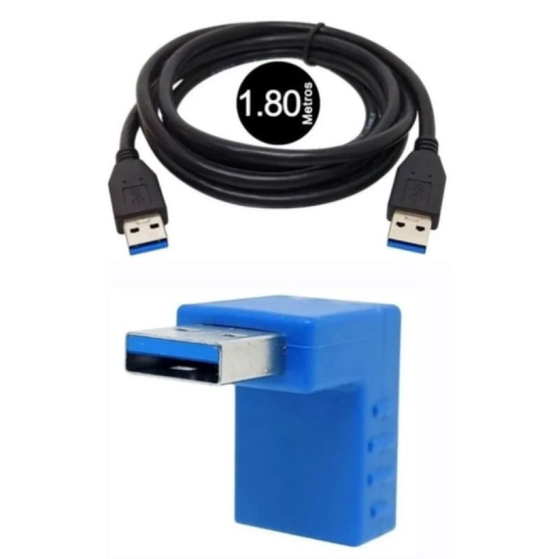 Kit 1 Cabo Usb M Para Usb M De 1.8 Mt + 1 Adaptador Usb 90 G