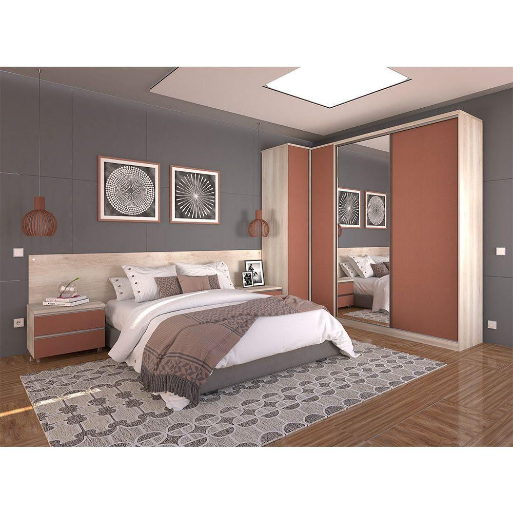 Quarto De Casal C/ Mesa De Cabeceira, Guarda Roupa C/ Espelh