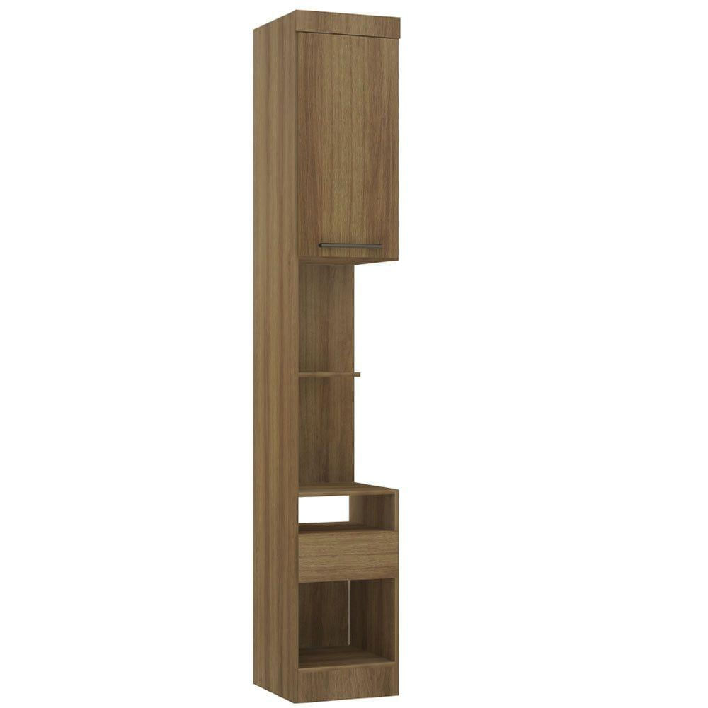 Mesa De Cabeceira Alta 38cm 1 Porta E 1 Gaveta Paris Luciane Móveis Avelã Pf Com Avelã Pf