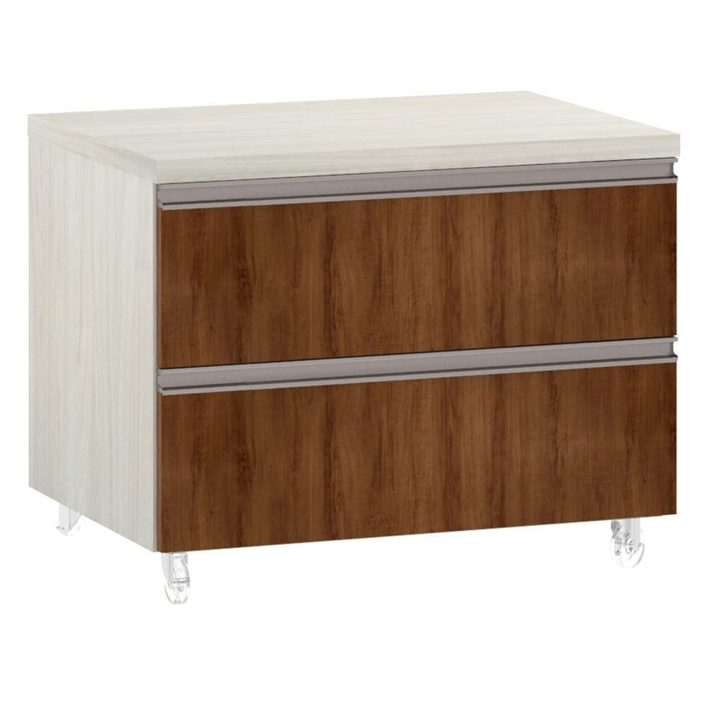 Mesa De Cabeceira Prime Plus 60 Cm Legno Crema C/ Dourado