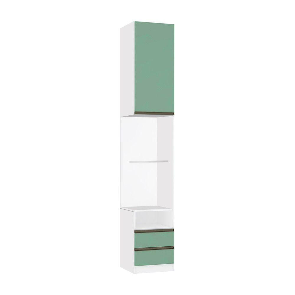 Mesa De Cabeceira Lado 1 Porta 2 Gavetas Branco C/Verde