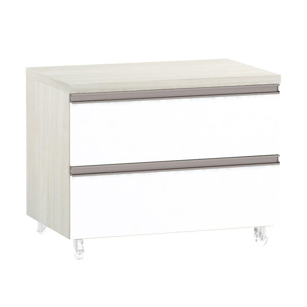 Mesa De Cabeceira Prime Plus 60 Cm Legno Crema C/ Branco Mat