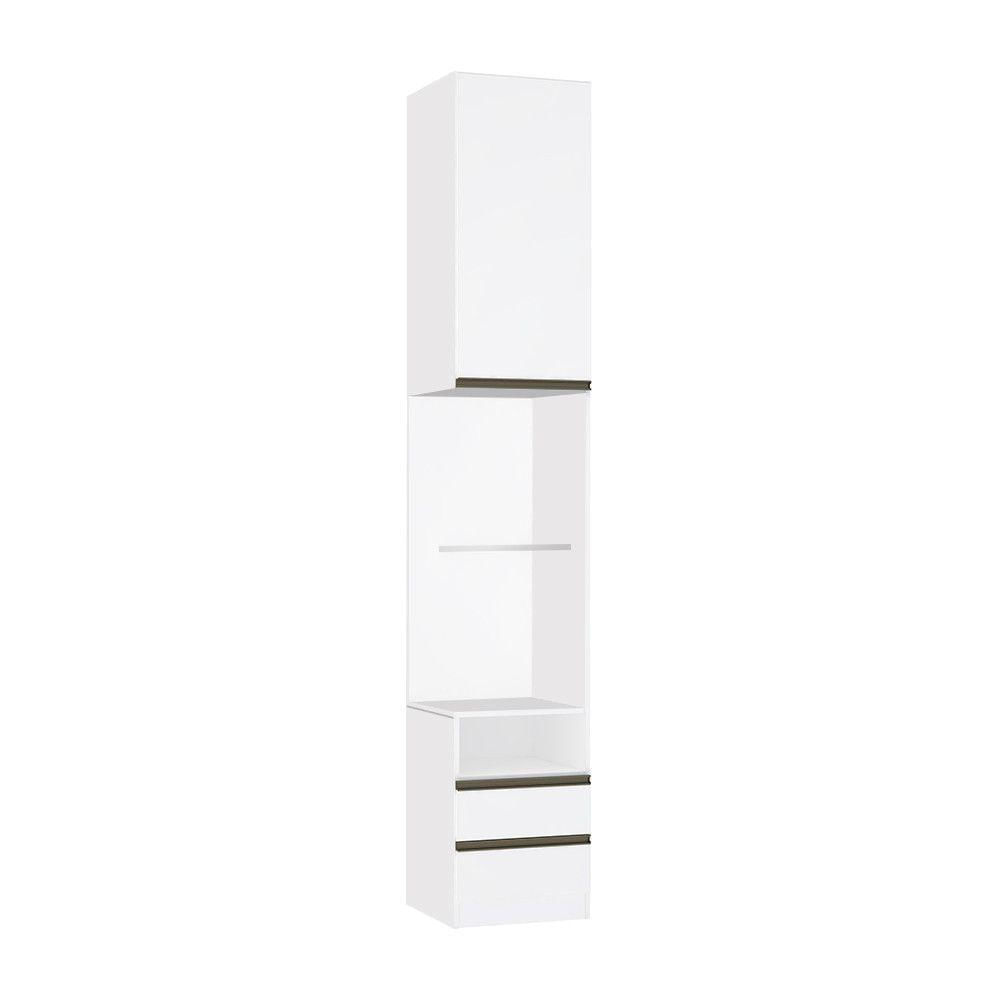 Mesa De Cabeceira Lado 1 Porta 2 Gavetas Branco C/Branco