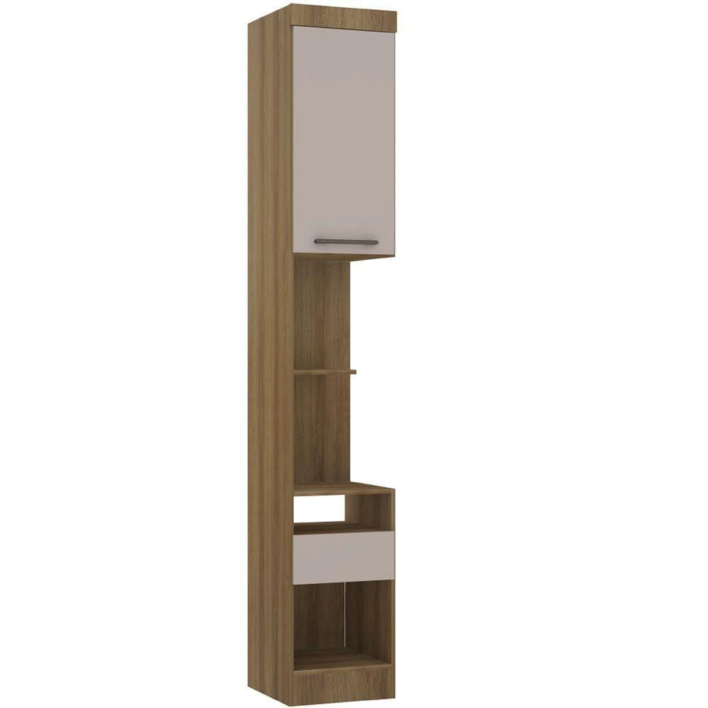 Mesa De Cabeceira Alta 38cm 1 Porta E 1 Gaveta Paris Luciane Móveis Avelã Pf Com Cinammon Pf