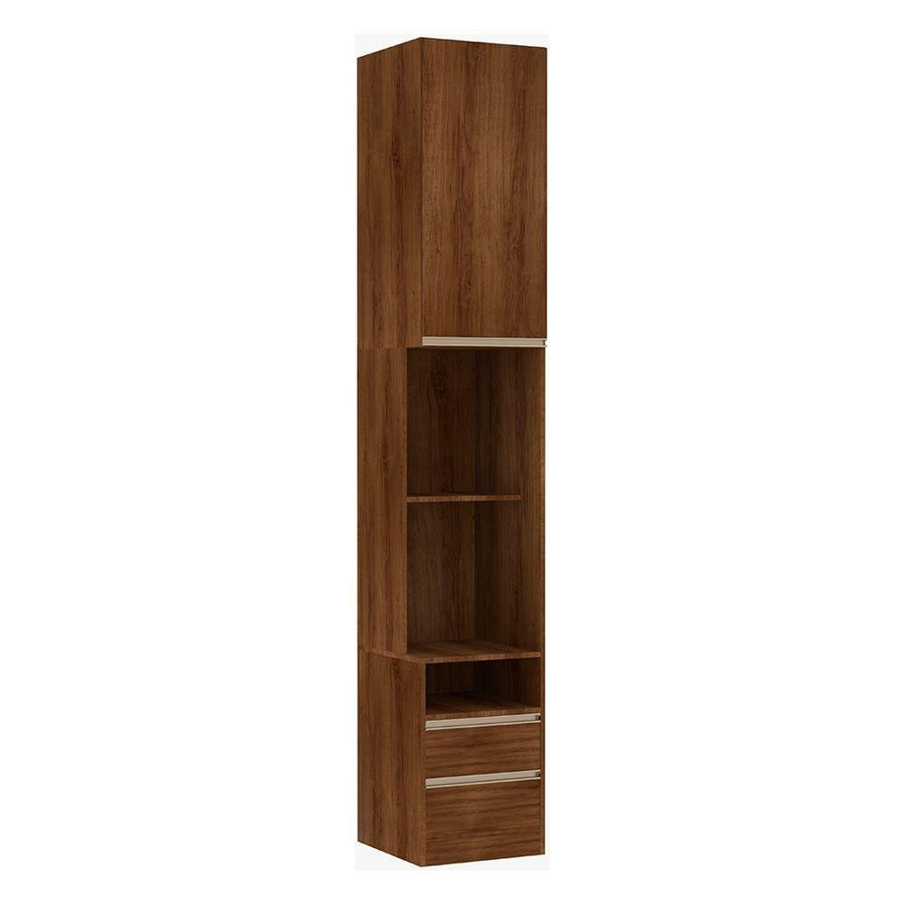 Mesa De Cabeceira Alta Direito 40Cm Prime Nogueira Dourado
