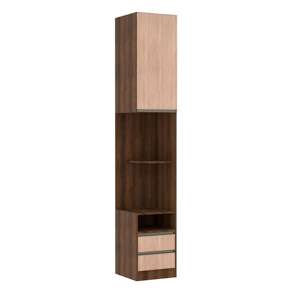 Mesa De Cabeceira Alta 1 Porta 40cm Nogueira C/Cumaru