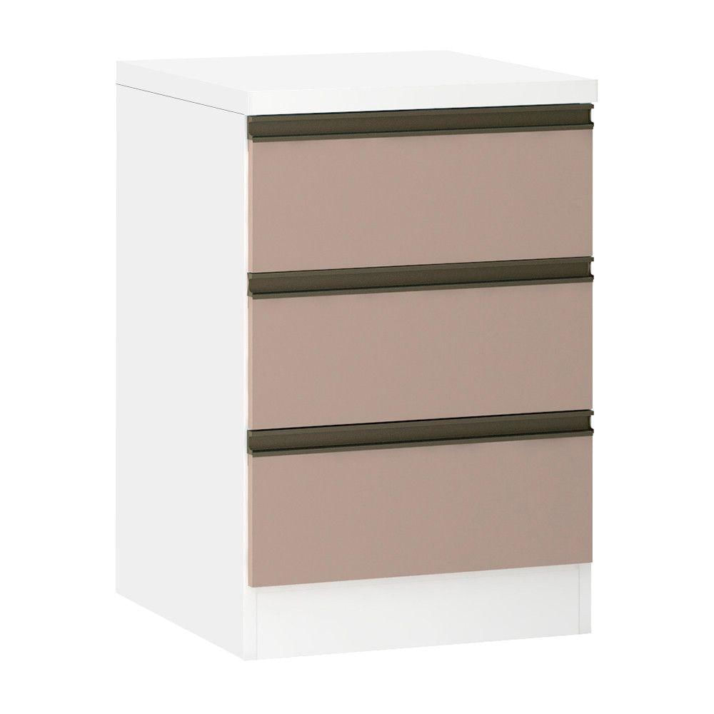 Mesa De Cabeceira 3 Gavetas 40cm Branco C/Connect