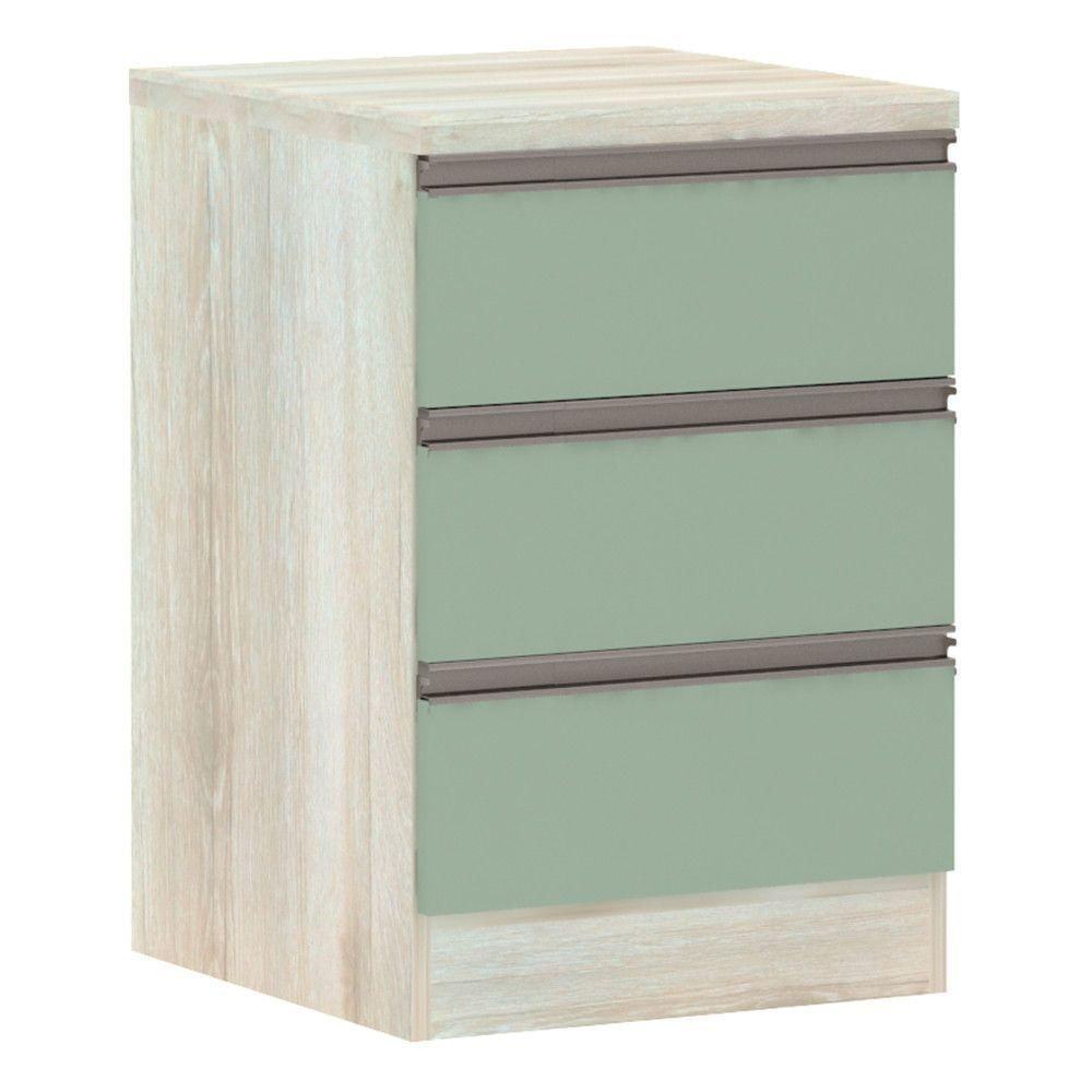 Mesa De Cabeceira 3 Gavetas 40Cm Estrutura Legno Crema Prime