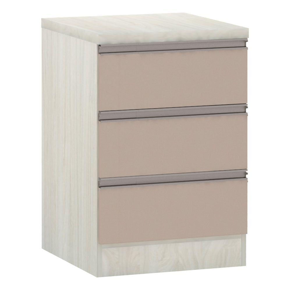 Mesa De Cabeceira 3 Gavetas 40Cm Estrutura Legno Crema Prime