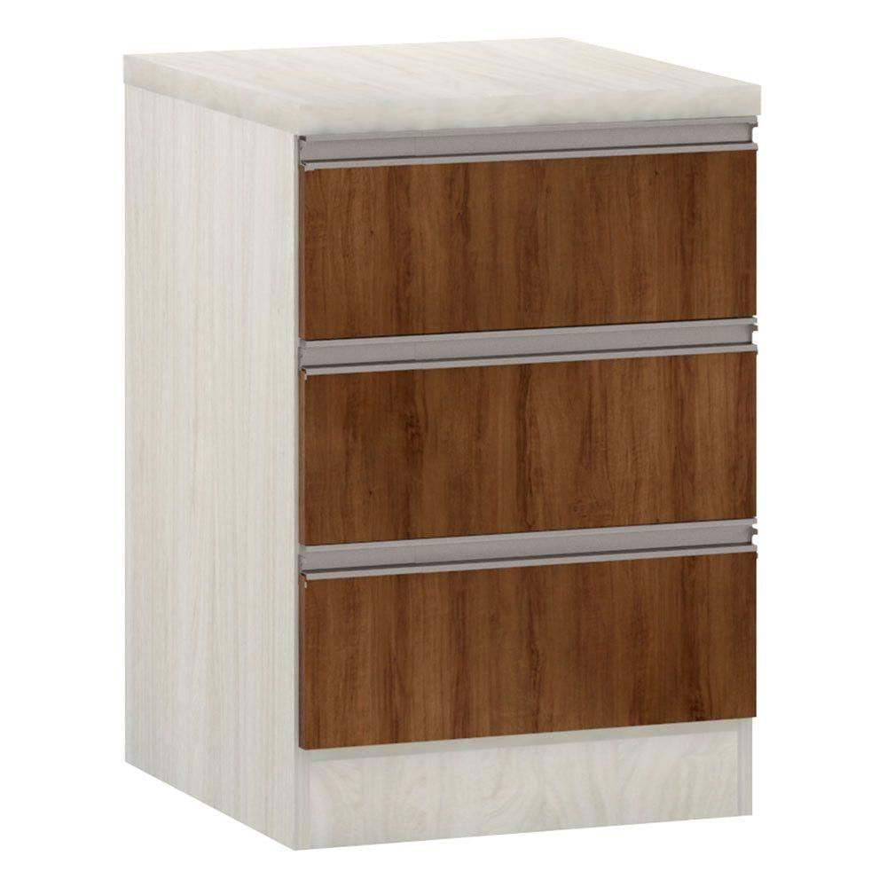 Mesa De Cabeceira 3 Gavetas 40Cm Estrutura Legno Crema Prime