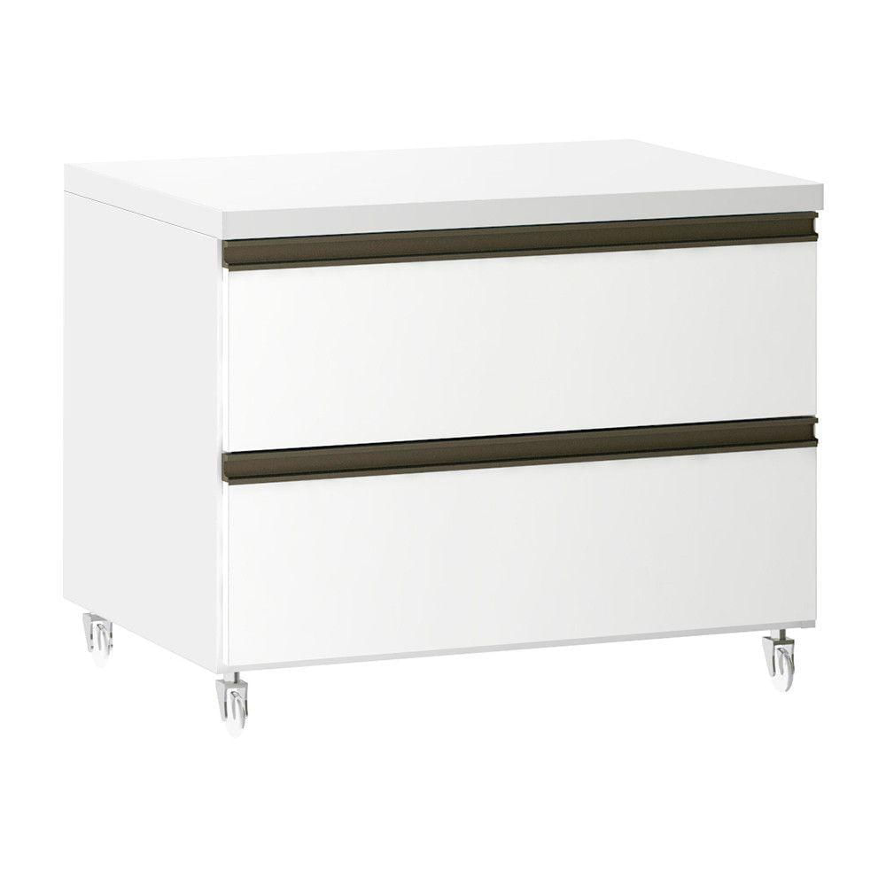 Mesa De Cabeceira 2 Gavetas 60,5cm Branco C/Branco