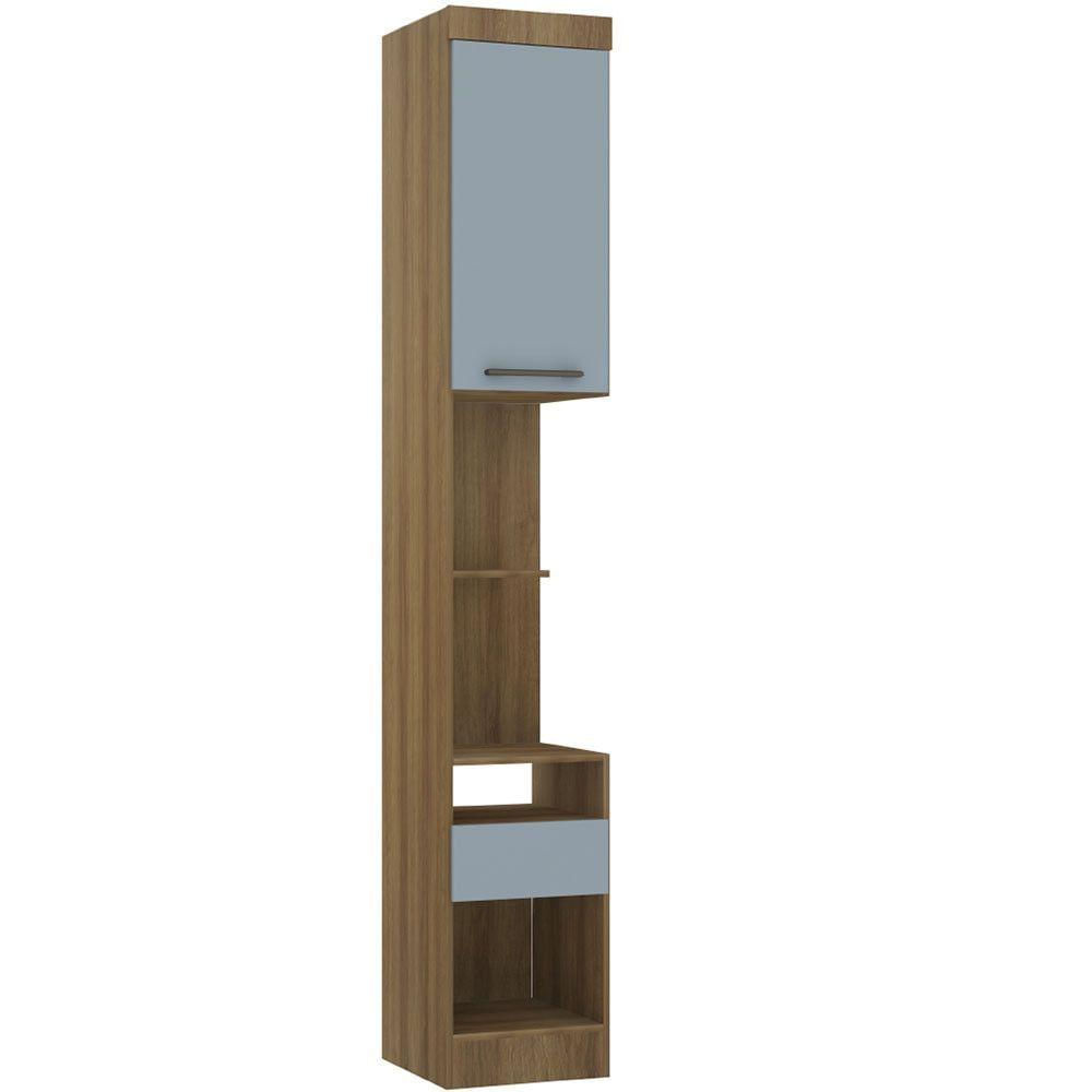 Mesa De Cabeceira Alta 38cm 1 Porta E 1 Gaveta Paris Luciane Móveis Avelã Pf Com Grey Sky Pf