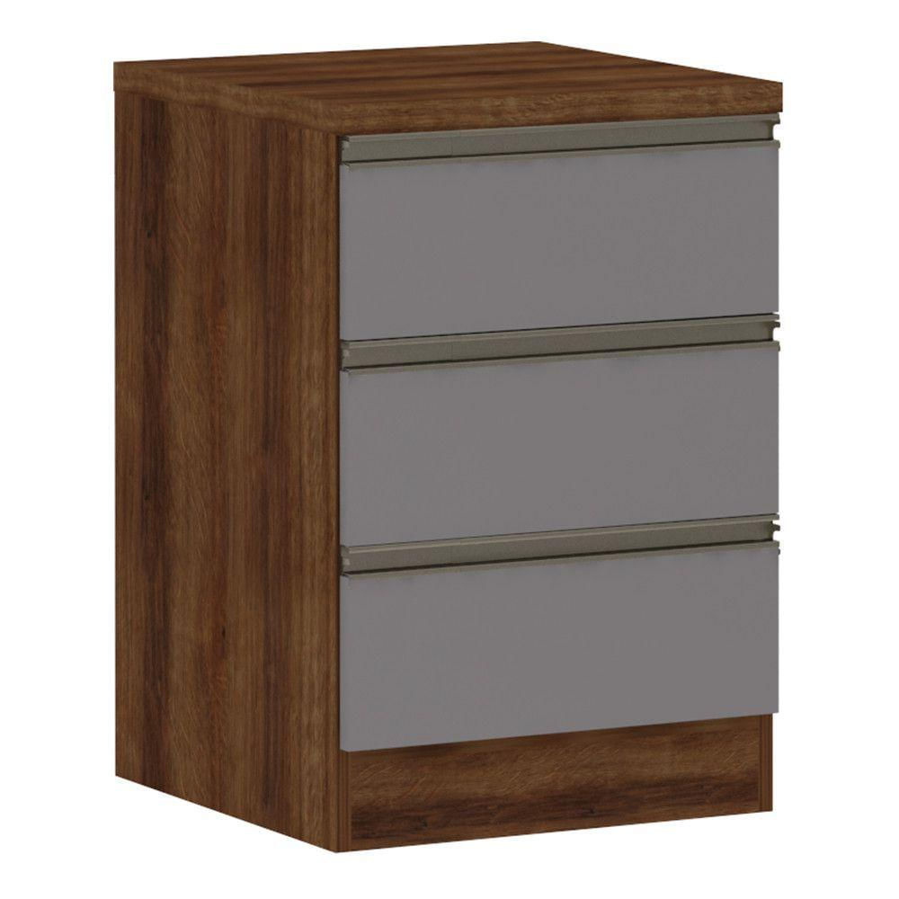Mesa De Cabeceira 3 Gavetas 40Cm Estrutura Dourado Prime Plu