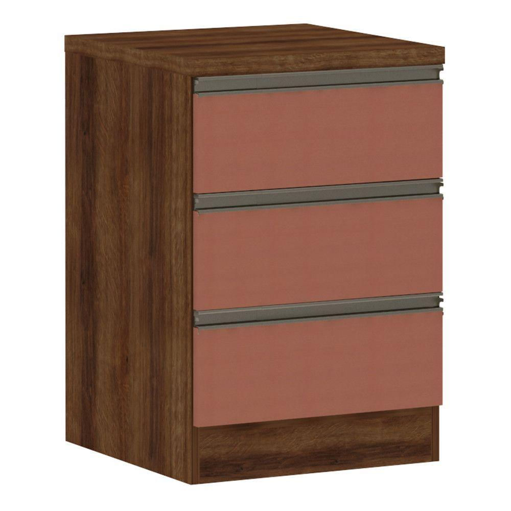 Mesa De Cabeceira 3 Gavetas 40Cm Estrutura Dourado Prime Plu