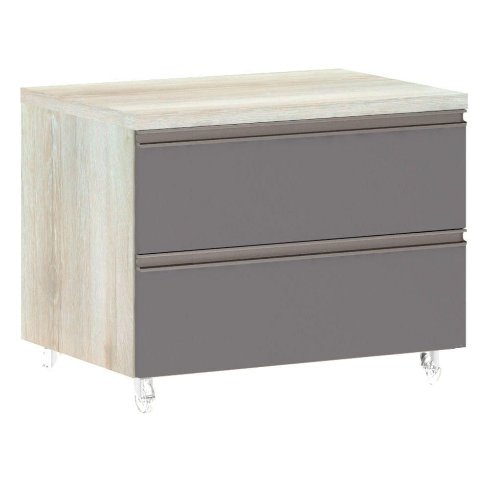 Mesa De Cabeceira 2 Gavetas Prime Plus 60 Cm Cinza Puro