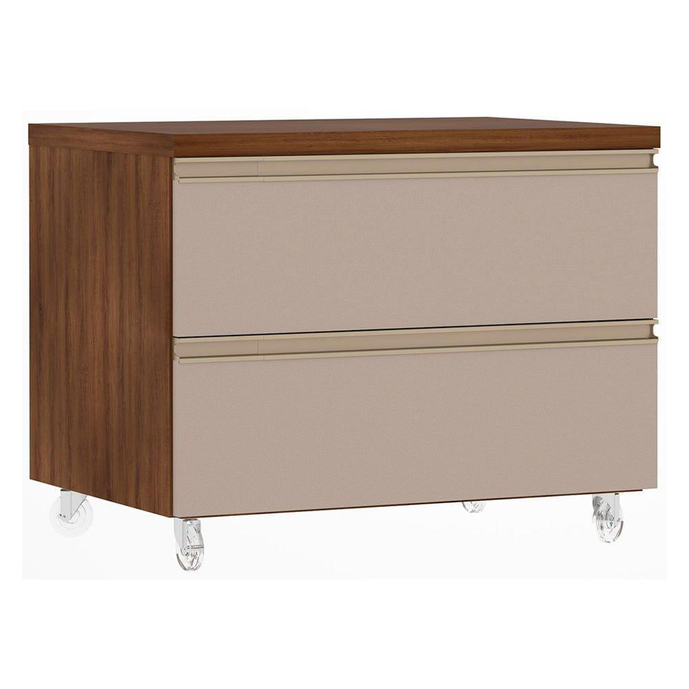Mesa De Cabeceira 2 Gavetas 60,5cm Nogueira C/Connect
