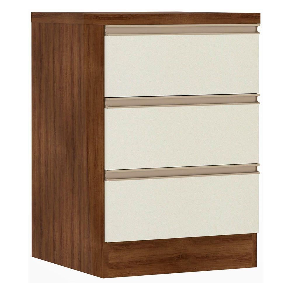 Mesa De Cabeceira 3 Gavetas 40Cm Estrutura Dourado Prime Plu
