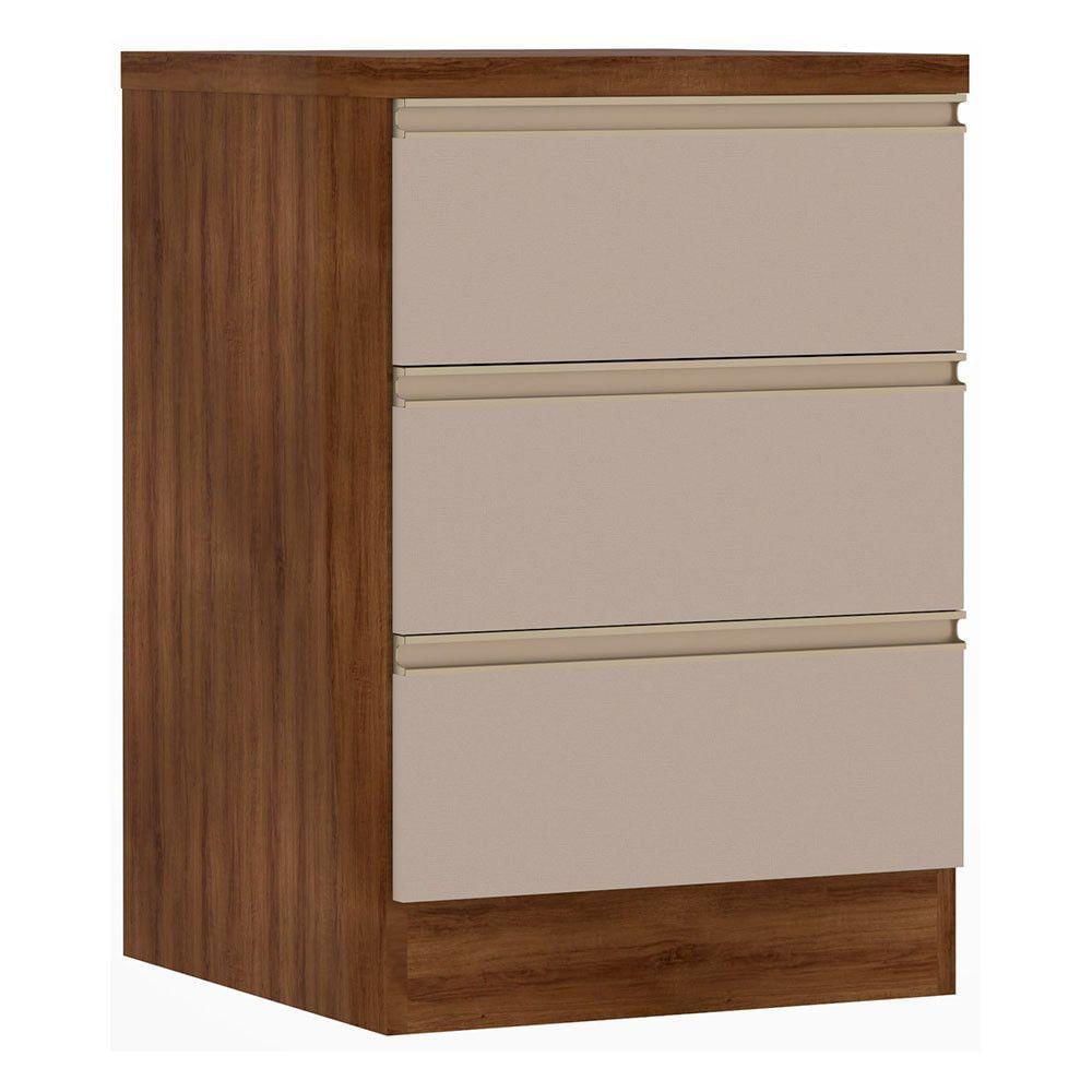 Mesa De Cabeceira 3 Gavetas 40Cm Estrutura Dourado Prime Plu
