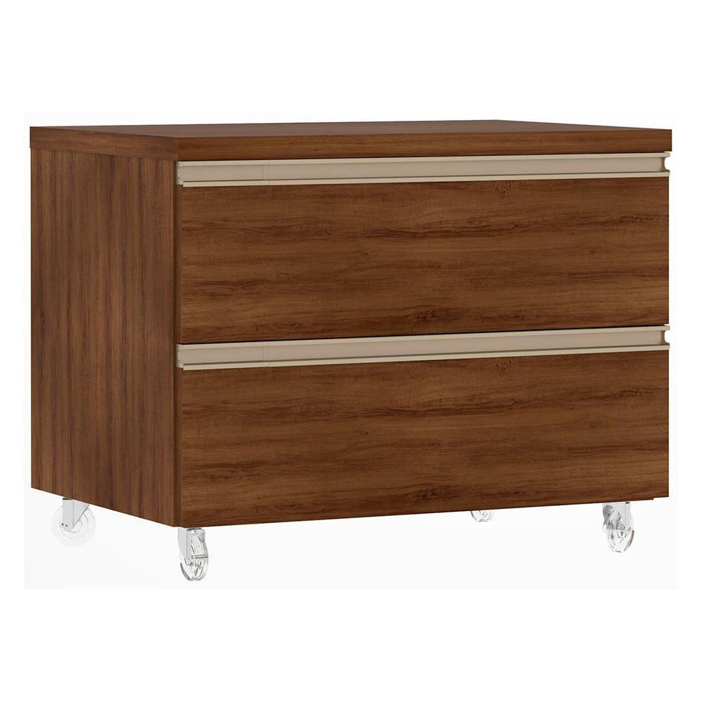 Mesa De Cabeceira 2 Gavetas 60,5cm Nogueira