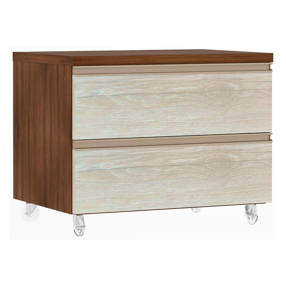 Mesa De Cabeceira 2 Gavetas 60,5cm Nogueira C/Legno Crema
