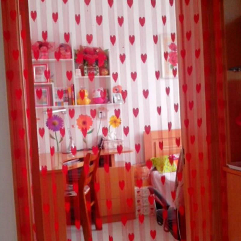 Cortinas Transparentes em Forma de Coração 100*200Cm para Sala e Quarto vermelho vinho
