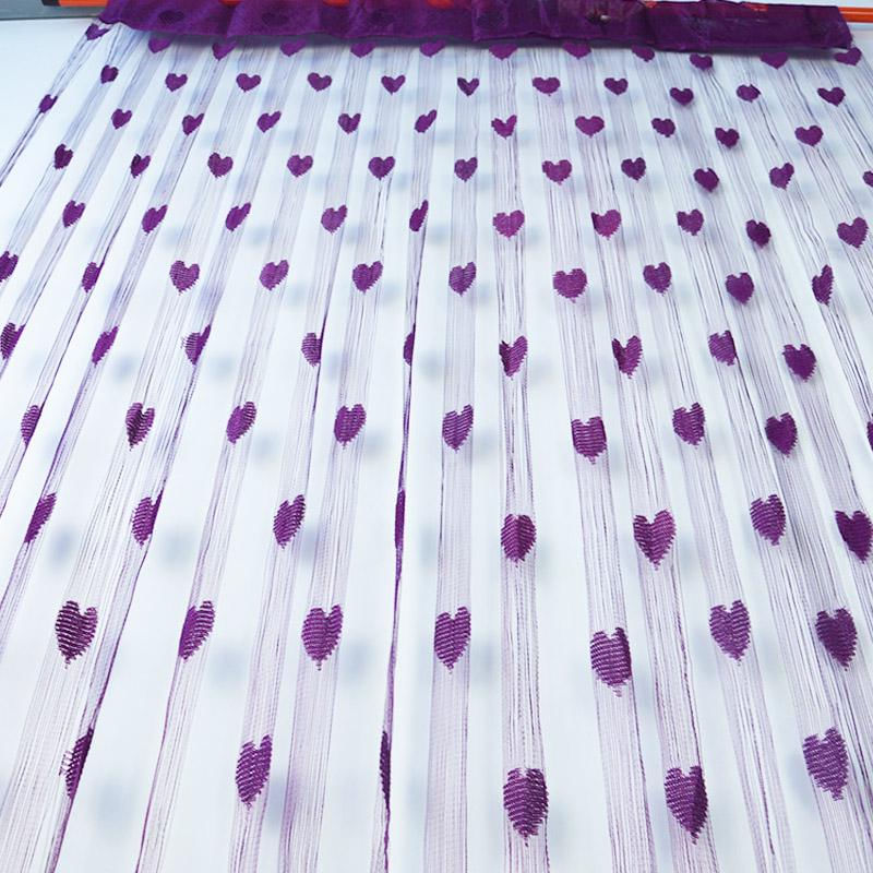 Cortinas Transparentes em Forma de Coração 100*200Cm para Sala e Quarto vermelho vinho