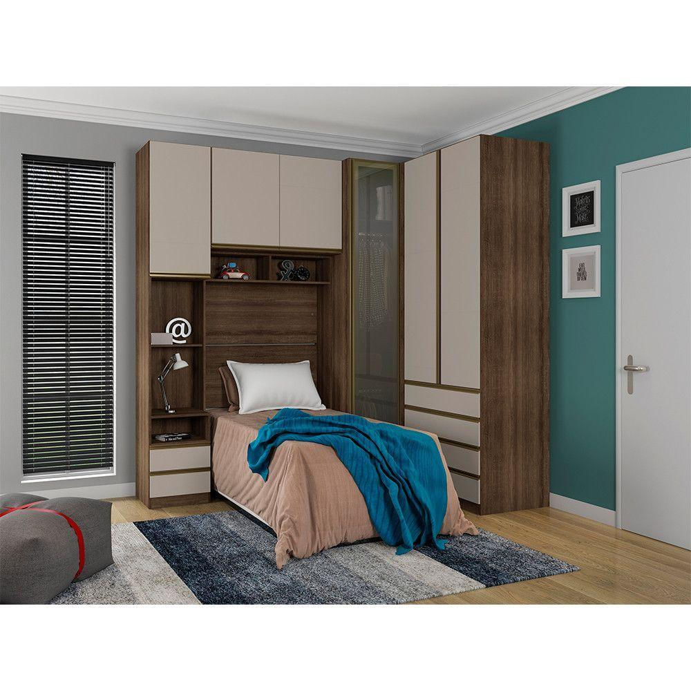 Guarda Roupa Solteiro De Canto Dourado C/ Connect Prime Dour