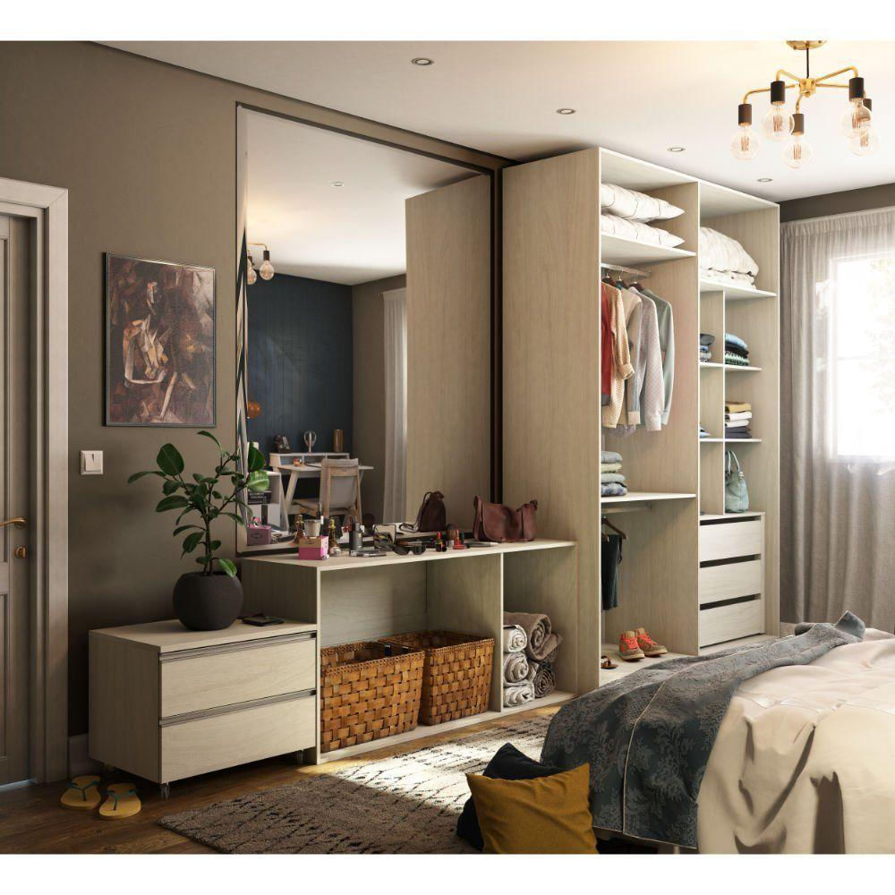 Guarda Roupa Sem Portas, 5 Gavetas, Legno Crema