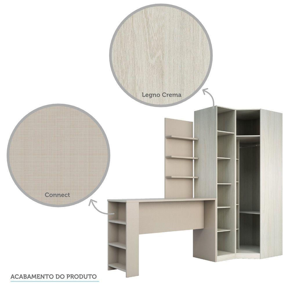 Guarda Roupa Prateleiras E Bancada Com Painel Crema Com Connect
