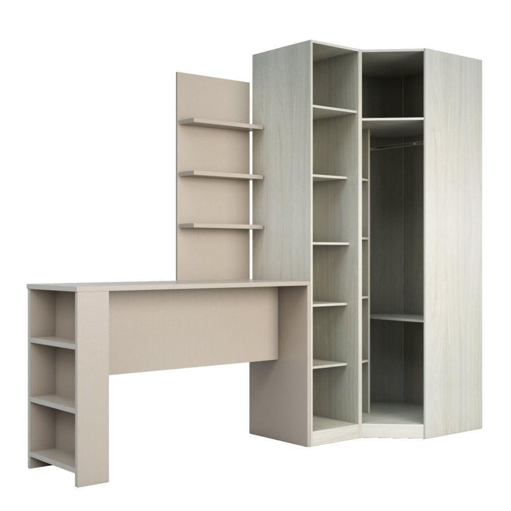 Guarda Roupa Prateleiras E Bancada Com Painel Crema Com Connect
